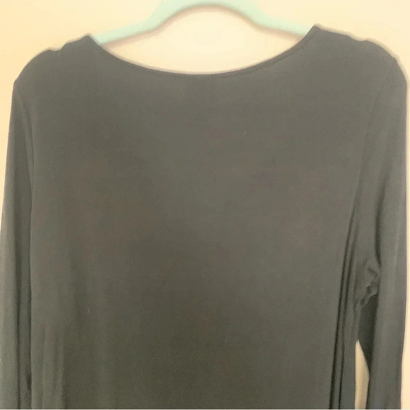 Eileen Fisher Silk Black  Long Sleeve Scoop Neck Tunic Top L - Picture 6 of 7